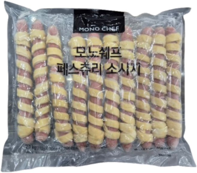 모노쉐프 페스츄리 소시지 회오리 핫도그, 2.1kg, 3개