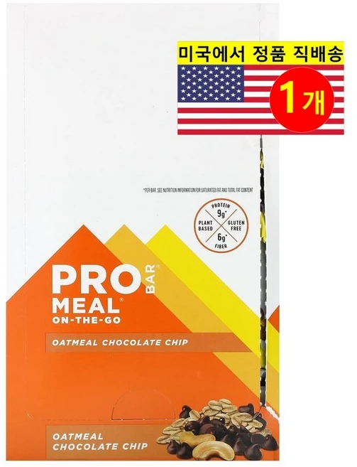 ProBar 운동 전 후 오트밀 초콜릿 칩 프로틴 스낵 12개입 1020g 1개, 1.02kg - 쿠팡