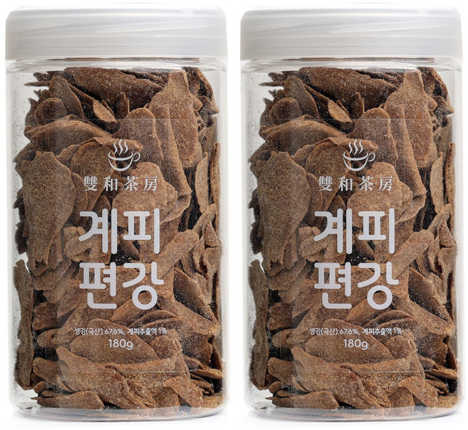 쌍화다방 얇고 향긋한 계피 편강 국산 봉동 생강 정과, 2개, 180g