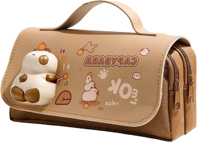 케이엠 휴대용 캐릭터 팬던트 방수 펜슬케이스, 카피바라, 1개