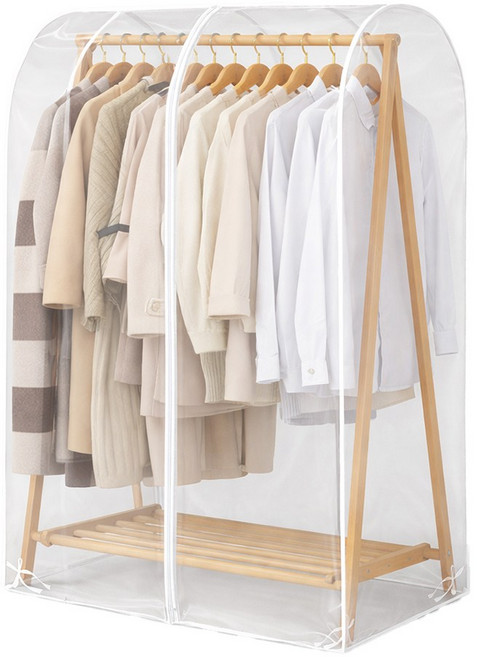 아띠꼴로 행거 옷커버 패브릭 가리개 덮개 행거커버 커튼 가림막, 1개, 투명, 1개입