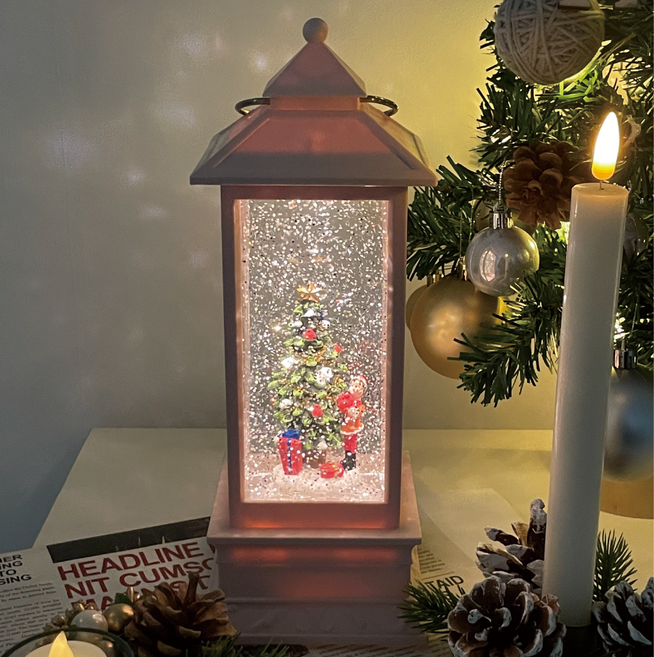 레나에너지 크리스마스 감성 오브제 오르골 스노우볼 A 모던 스노우볼, 핑크 트리, 10.5 x 27.5 cm