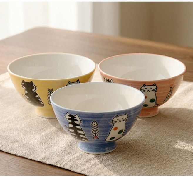 일본산 고양이 밥 공기 그릇 1+1, 1세트, 레드1P+레드1P