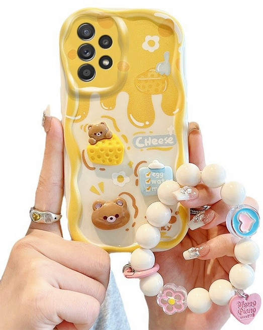 나무나라 갤럭시S23 S22 S21 S20 칼러 웨이브 입체캐릭터 스트랩 젤리케이스 CY271