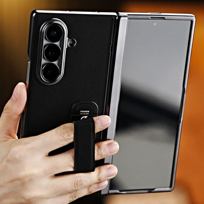 ESSENWOO 갤럭시 Z Fold 7 폴드 소가죽 보호 케이스 힌지보호 그립 커버 적용 360도 거치대