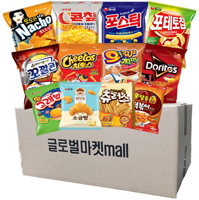 글로벌마켓mall 인기과자세트 12종 사무실간식 봉지과자, 1세트
