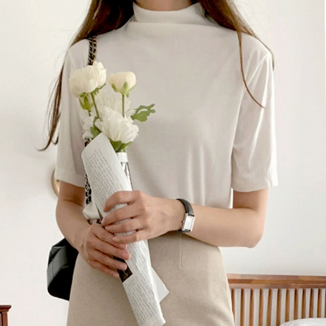 LBRAND 세련된 이지 반팔 반목 폴라티