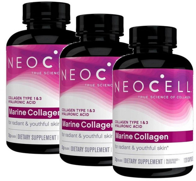 네오쎌 마린 피쉬콜라겐 타입1 3 캡슐 NEOCELL Marine Collagen, 120정, 3개