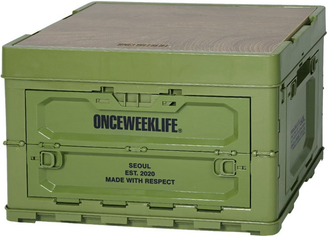 원스위크라이프 아웃도어 캠핑테이블 폴딩박스 4면 멀티 오픈형, 카키