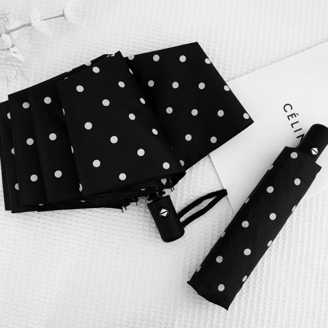 자외선차단 양산 겸용 우산 여성 초경량 미니 3단 자동 우양산 암막 양우산 UV 휴대용 도트 땡땡이