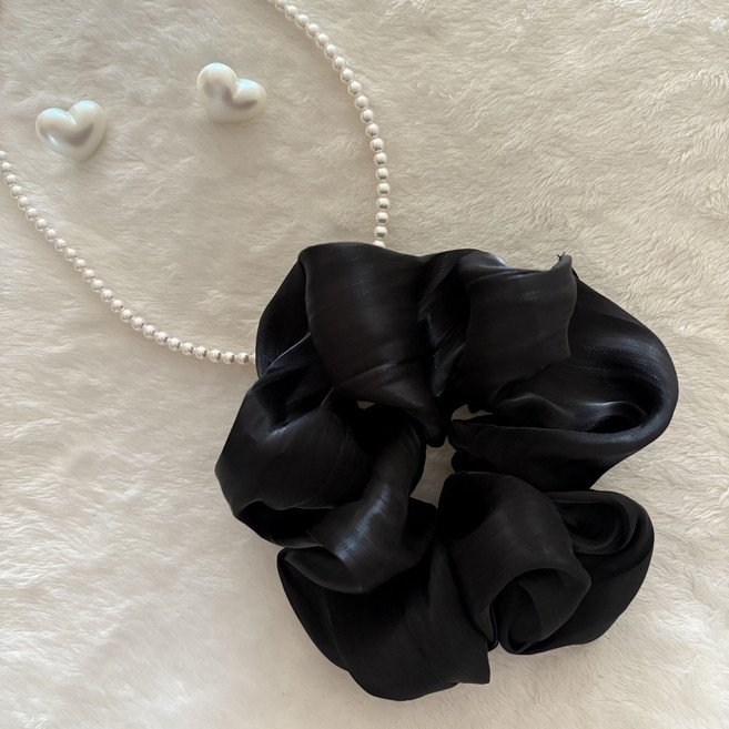 쉬폰 실키 봄 여름 데일리 헤어 스크런치 여성헤어곱창밴드 볼륨 머리끈 헤어끈