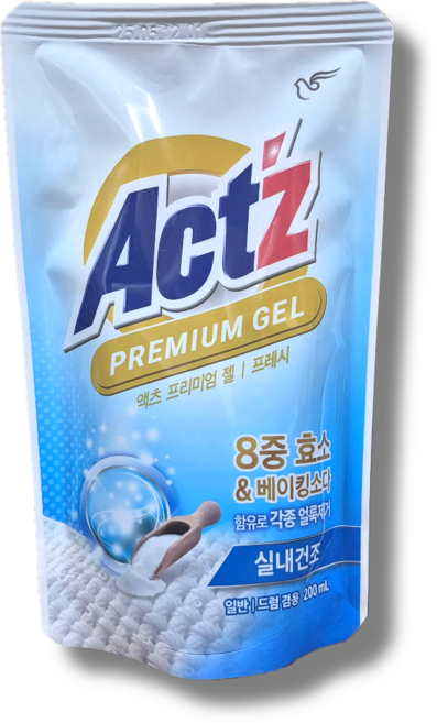 액츠 프리미엄 젤 프레시 실내건조 세탁세제 200ml 저용량 여행용 체험용 일반드럼겸용, 1개