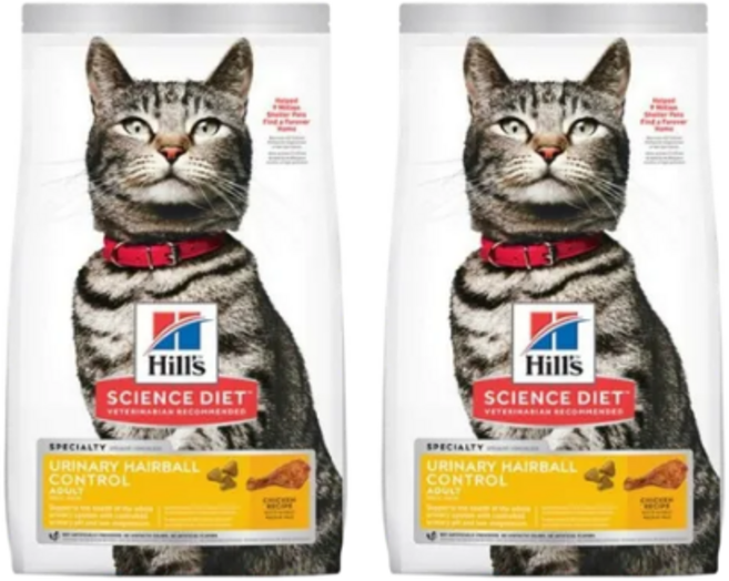 힐스 캣 어덜트 유리너리 헤어볼 컨트롤 고양이사료, 1.58kg, 2개