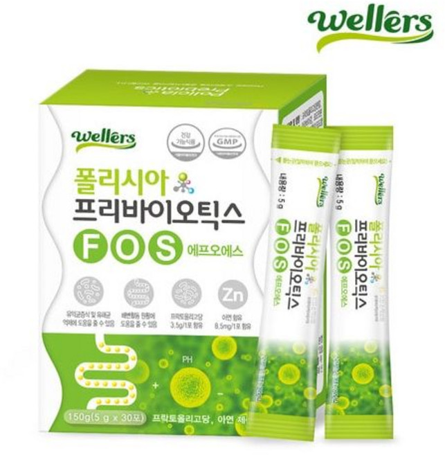 [1개상품] 웰러스 폴리시아 프리바이오틱스FOS 5g x 30포, 60개