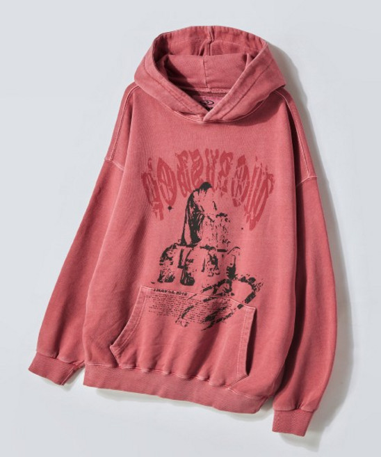 TRAVEL 디스페어 피그먼트 후드티 상그리아 레드