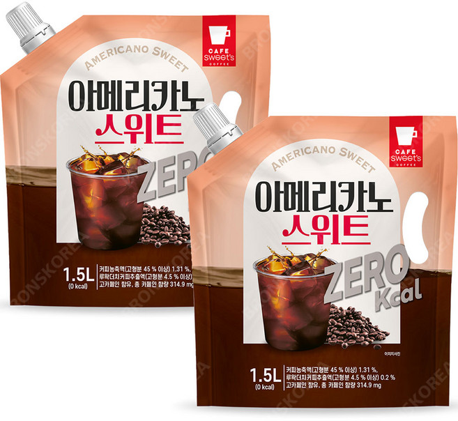 카페스위츠 아메리카로 스위트 제로 칼로리, 2개, 1.5L