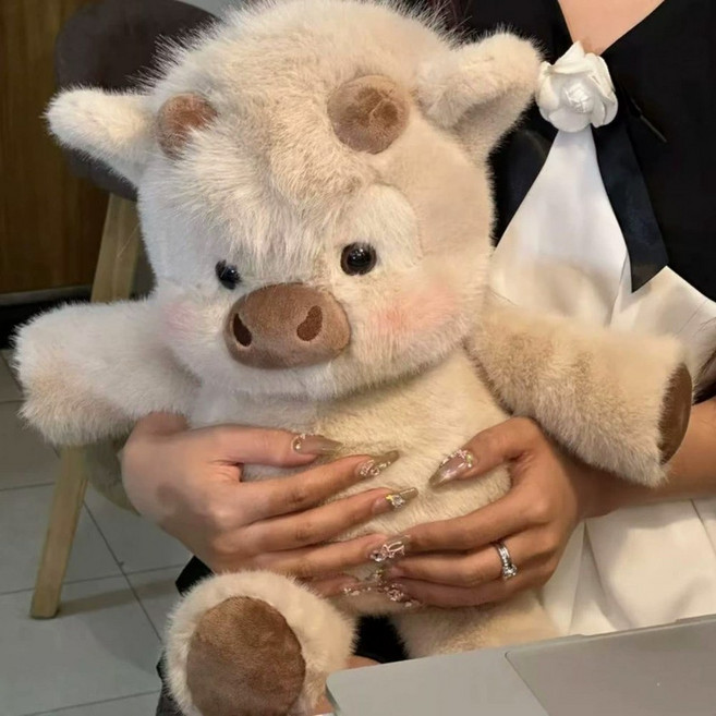 귀여운 하이랜드 소 인형 45 60cm 봉제인형 달리는 송아지 친구 베개 선물 집 장식품, khaki, 45cm