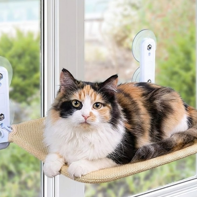 뤼민 고양이 해먹 창문 고양이해먹 고양이창문해먹, 1개, 베이지