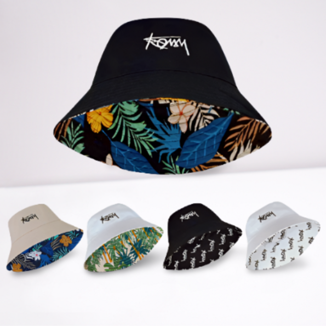 아이엠컴퍼니 심플 앤 패셔너블 양면 남여공용 버킷햇 하와이안 사계절 편안한 리버서블 모자