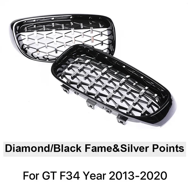 탄소 섬유 페이스 리프트 그릴 전면 상단 범퍼 Kindey M 스타일 커버 3 시리즈 GT 2013-2020 320I, 06 diamond black chrome