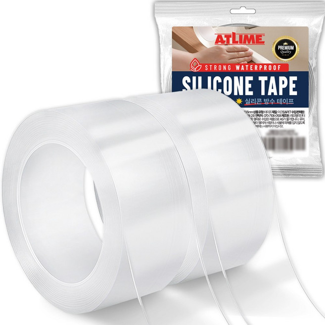 아뜰라임 초강력 틈새 모서리 방수 투명 실리콘 단면 테이프 5cm X 5m, 2개