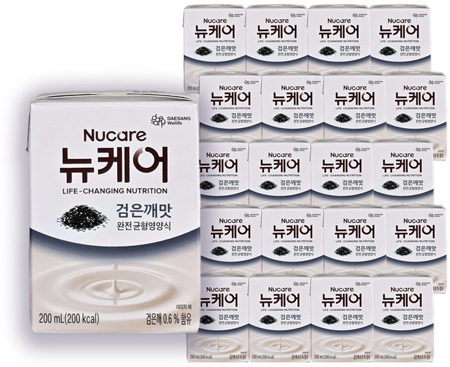 뉴케어 (빨대타입) *우유 없는* 검은깨맛 20일분(200ml*20개) 완전균형영양식, 200ml, 20개