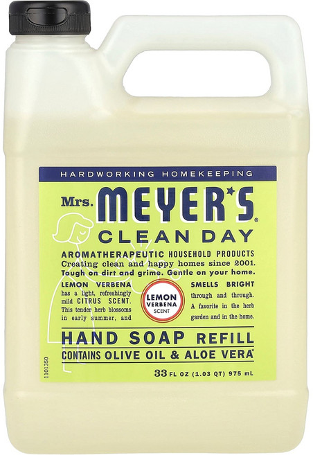 미세스메이어클린데이 액상 손 비누 리필 레몬 버베나 향 33 fl oz (975 ml), 975ml, 1개