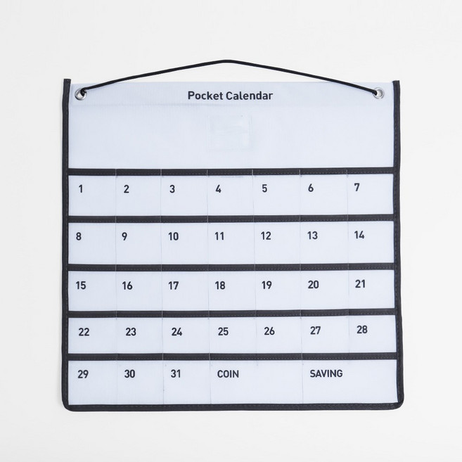 핫버튼 생활비 용돈달력 포켓 약 가계부 영수증 돈 아껴쓰는법 한달 약통, 화이트