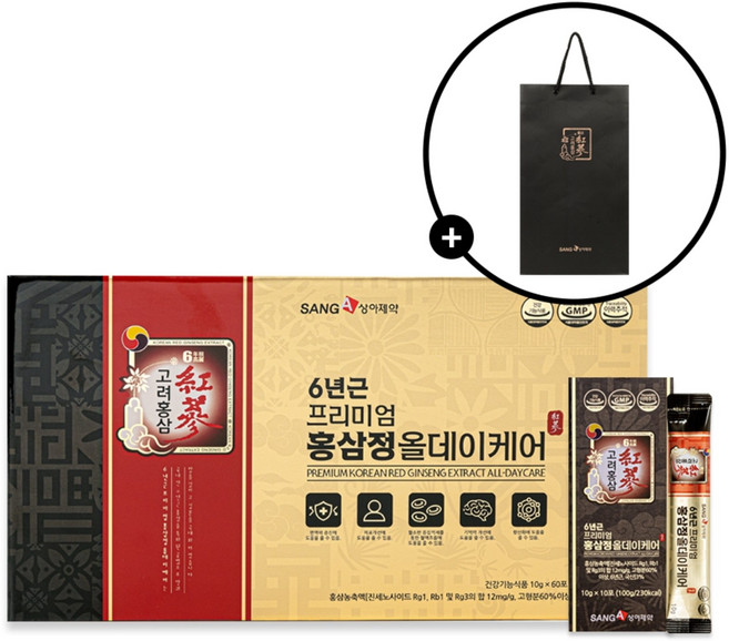 상아제약 6년근 프리미엄 홍삼정 올데이케어 10g, 1개, 60정