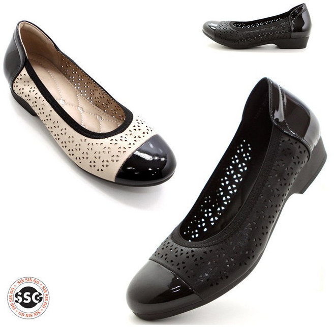 [초경량]시원한 펀칭 발편한 쿠션 플랫 로퍼 엄마 중년 단화 스판 펌프스화GS M-818