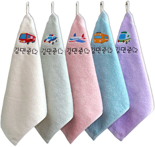 아이맘 어린이집수건 이름자수 고리타올 코마사 항균 40수, 쌩쌩이 프렌즈, 5개