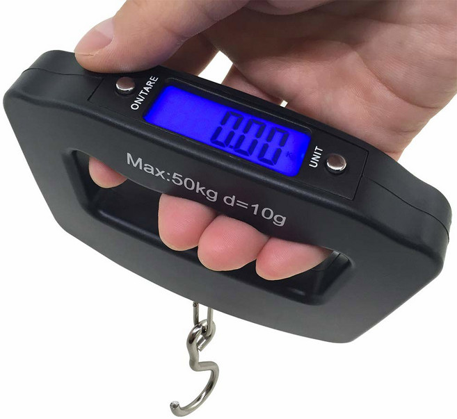 AFUNTA 50kg 10g 수하물 무게 저울 LCD 저울 여행용 디지털 물고기 가정용 전자 휴대용 걸이 고리