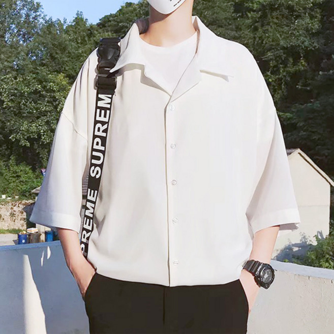 브레던 베이직 박시핏 반팔 셔츠 남방