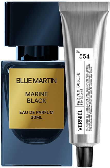 블루마틴 마린블랙 니치향수 여자가 좋아하는 남성 남자향수 오션 머스크향 오드퍼퓸, 마린블랙 1개 + 고체향수1개, 30ml, 1개