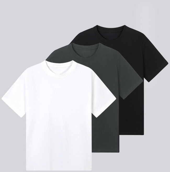 남성반팔티/남자여름티셔츠] 베이직 남녀공용 20수 순면 라운드넥 오버핏 반팔티 3팩