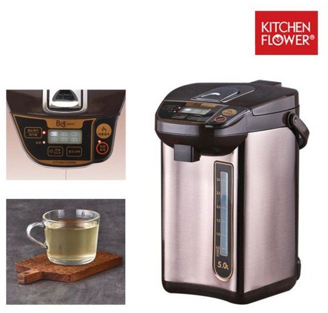 키친플라워 빅스마트 전기보온포트 5L 온도조절기능(Kingston Aenue), KEK-JP750WH