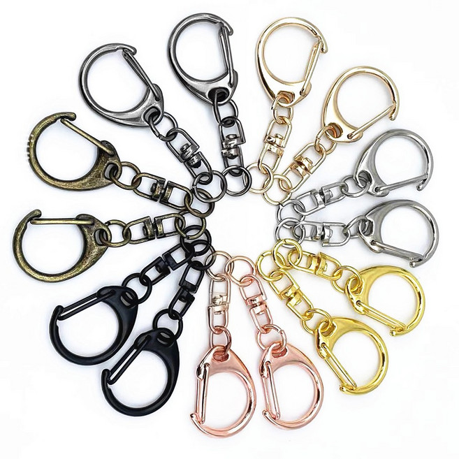 회전형 랍스터 고리 열쇠고리 부자재 미니 오링 포함, 12개, 혼합