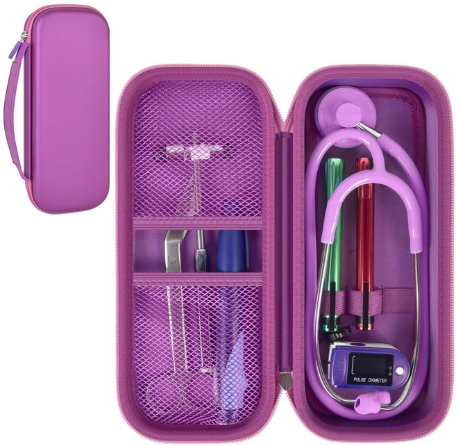 3M 리트만 클래식 III 모니터링경량 II S.E.심장학 IV 진단MDF 음향 청진기와 호환되는 청진기 케이스 의사 및 간호사 액세서리용 여분의 포켓보리, Dark Purple, 1개