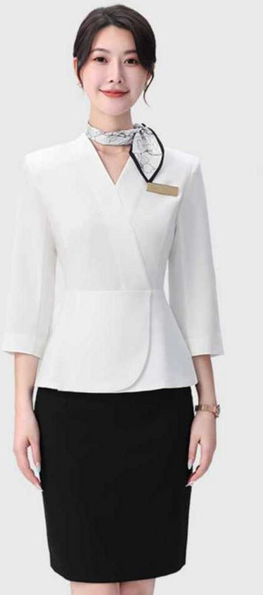 에스테틱 고급 유니폼 피부관리사 반팔 가운 세트