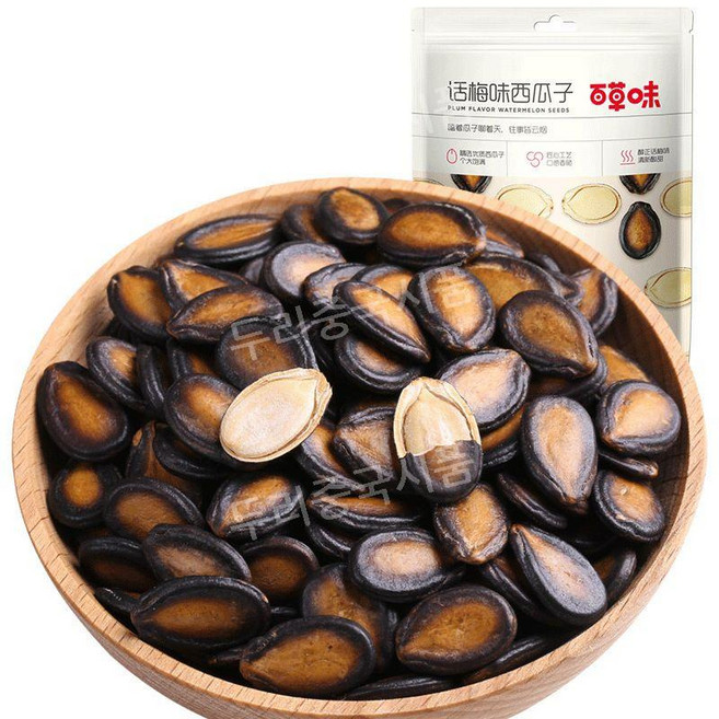 Baicao중국 직송 맛 밤알갱이 마카다미아 너트 피스타치오 아몬드 볶음 음식 캐주얼 오피스 스낵, 매실 수박씨 108g 5개