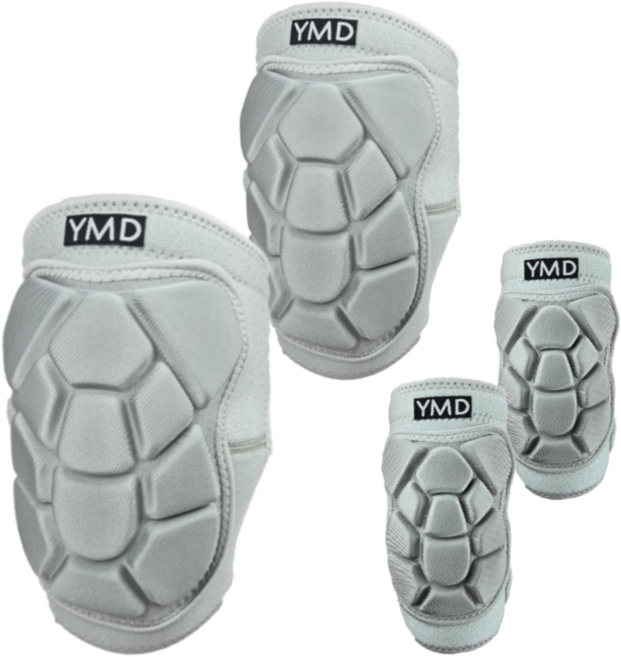 용맹두 군대 군인 스포츠 쿠션 패드 벨크로 무릎+팔꿈치보호대 세트, 그레이, 1세트