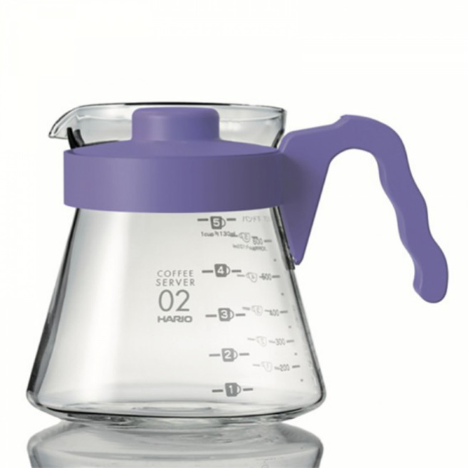 HARIO V60 好握咖啡壺 玻璃分享壺, 1個, 好握咖啡壺 02 藤紫色 700ml