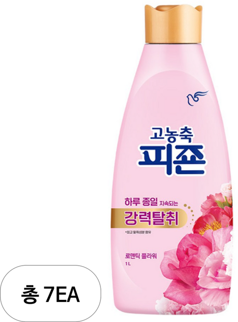 고농축 피죤 강력탈취 오리지널 로맨틱플라워 섬유유연제, 1L, 7개