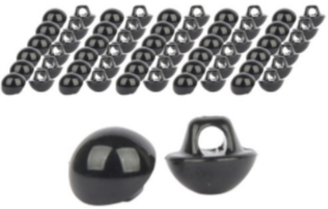 고급 인형 눈알 단추형 6mm, 검정, 400개