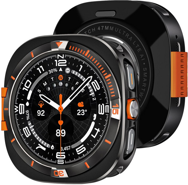 더조은셀러 스틸 핏 아연 합금 풀커버 메탈 프레임 보호 케이스 갤럭시 워치8 44 40 울트라 호환, 1개, 블랙