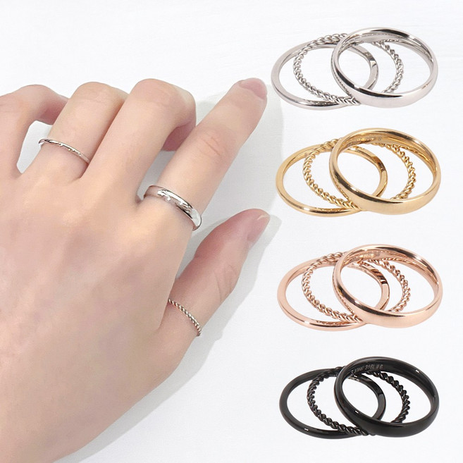 VARAM [3종세트] 트리플 무드 링 반지 세트 써지컬 316L 스틸