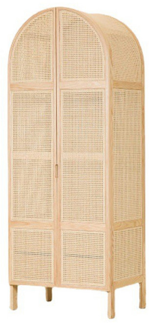 양문형 옷장 원목 삼나무 우드 이불장 장롱 침실 미닫이 수납장 행거 드레스룸, 2 도어, 완제품 조립 완료, 체리 우드