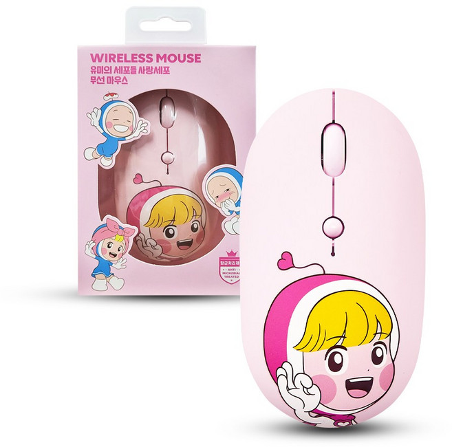 이큐웨어 이큐메딕 유미의세포들 항균 무선마우스 (핑크)