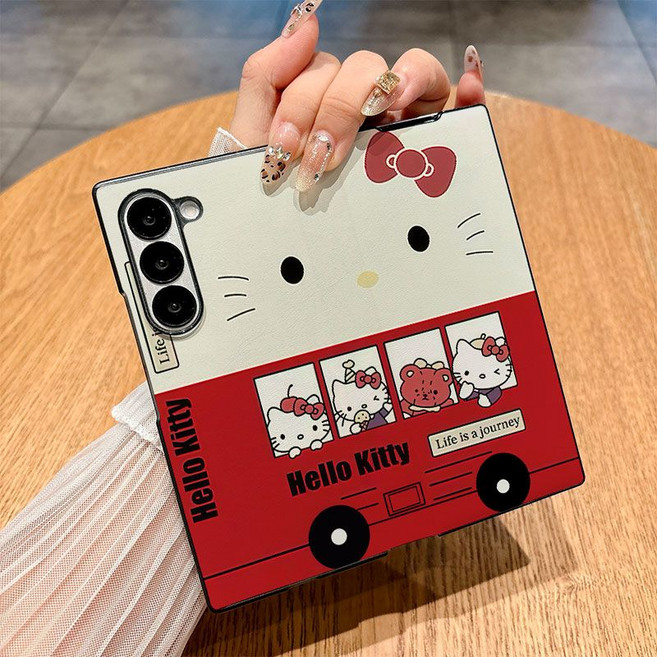 수현이네 적색 버스 키티 폴더 케이스 갤럭시 z폴드7 /6/5 피질 호환 케이스