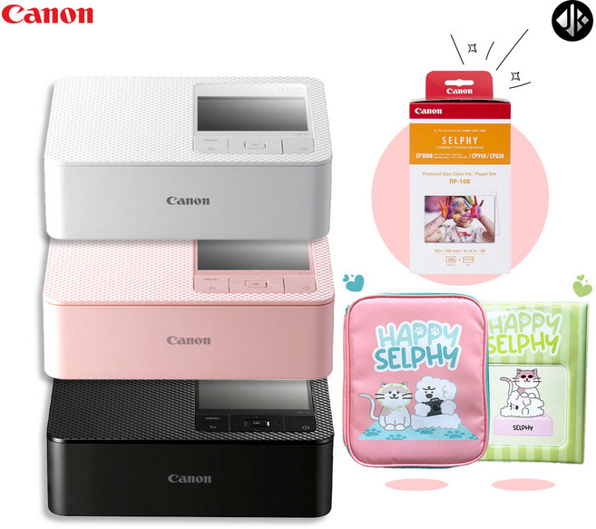 캐논 SELPHY 포토프린터 CP1500+ 인화지 108매 + 봄 맞이 한정판 패키지 /WJK, 화이트